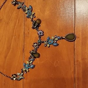 Jeweled floral drop necklace